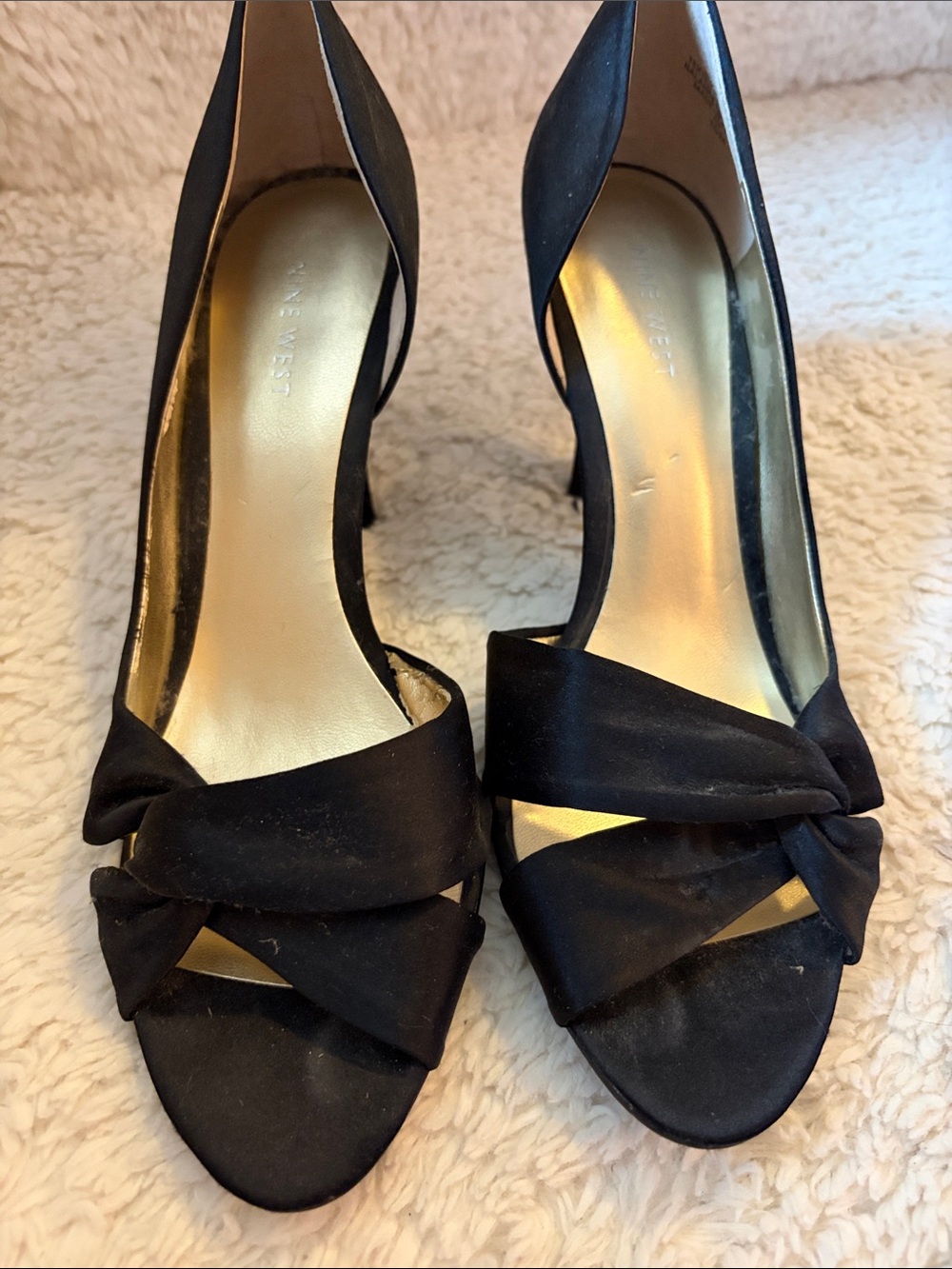 Nine West Black Open-Toe Knot Strap Heels